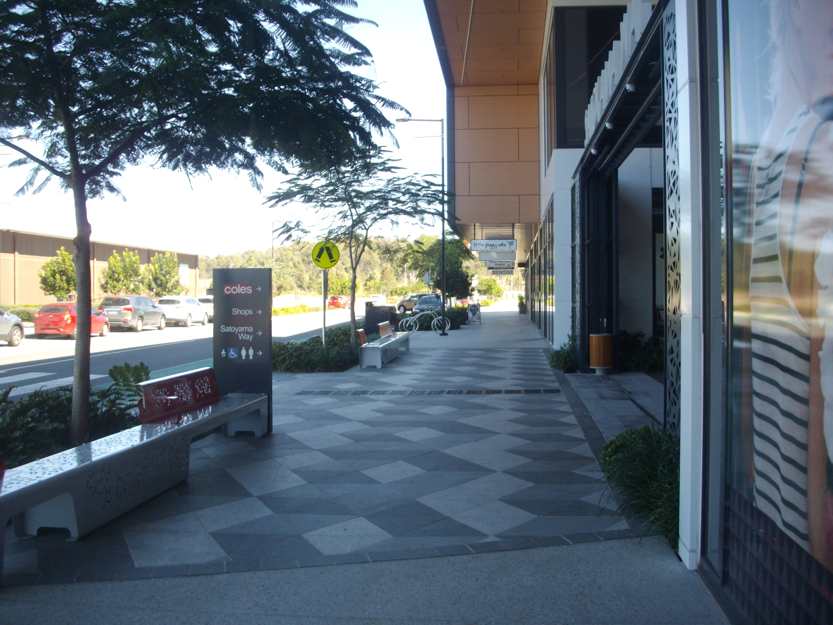 Shops and pedestrian walkway at Ripley Town Centre; historical photograph